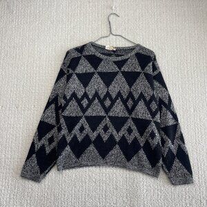 Vintage Knit Pullover Sweater Geometric Aztec Southwest Grunge Canada made Read